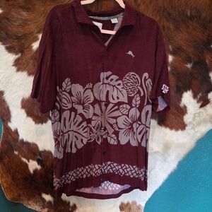 Tommy Bahama Red and White Casual Button Down Shirt